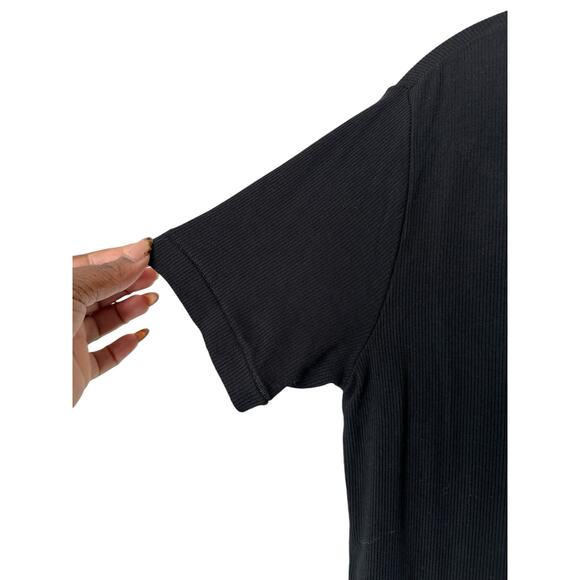 Skims Black Ribbed Loungewear Button Front Soft Lounge Sleep Shirt Size Small - Picture 8 of 13